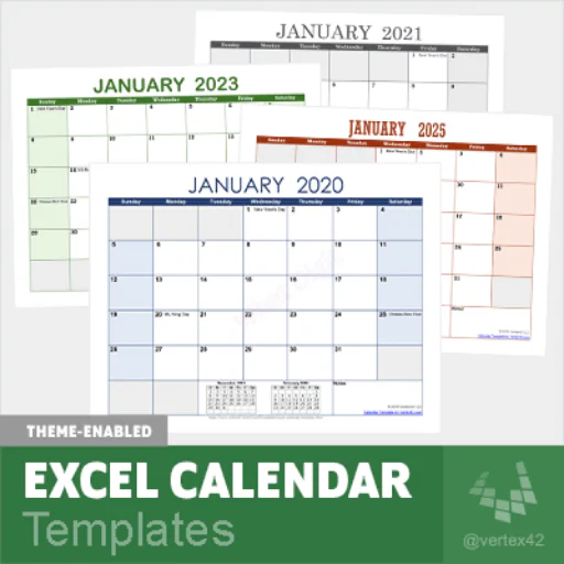 Calendar XLSX Templates | Editable Excel Calendar Pack (12-Month, Daily & Planner Sheets)