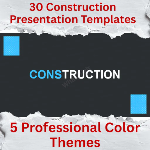 30 Construction Google Slides Templates Bundle | Dark Blue, Light Blue, Red,Yellow (Standard & Wide)