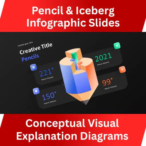 14 Pencil & Iceberg Infographics | Conceptual Diagrams (PowerPoint & Keynote, Light & Dark)