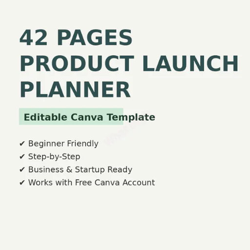Startup Product Launch Planner – 42 Page Editable Canva Template