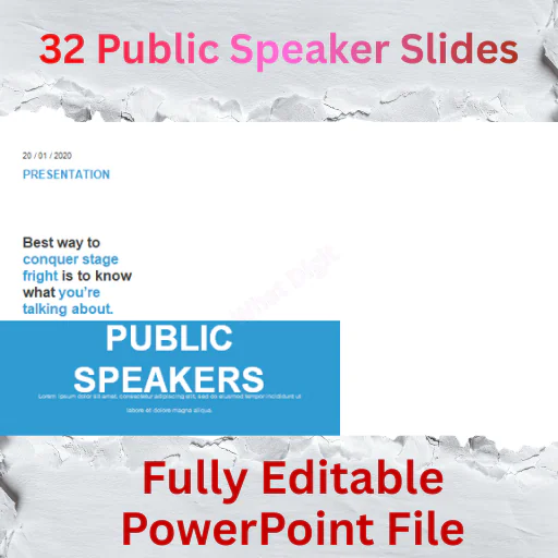 32 PowerPoint Slides for Public Speaker | Blue, Red & Gold Theme Presentation Template