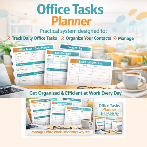 Office Tasks Planner – Daily Task, Calls, Meetings & Follow-Up Management System