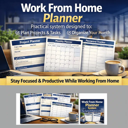 Work From Home Planner – Daily Task, Project & Monthly Work Management System
