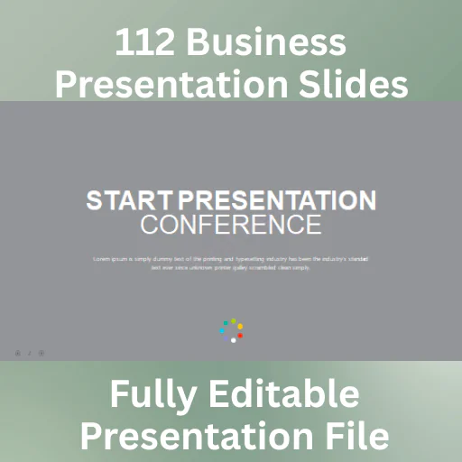 112 Unique Business Presentation Slides | Animated | 16:9 & 4:3 | Dark & Light | editable |