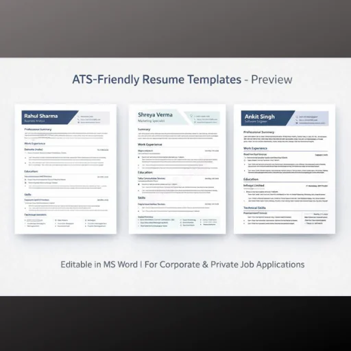 Professional Resume Templates Bundle (Editable in MS Word)| Designed for Private & Corporate Jobs