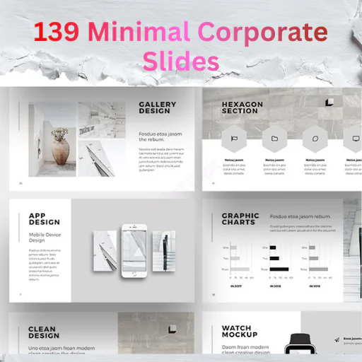139 Minimal Corporate PowerPoint Slides | Editable Modern Grey Business Presentation Template