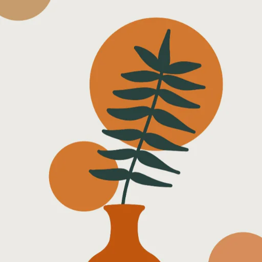 Beige Minimalist Sunrise and Leaf Canvas Print With 5 Different Sizes Wall Art, Home Décor Wall Art